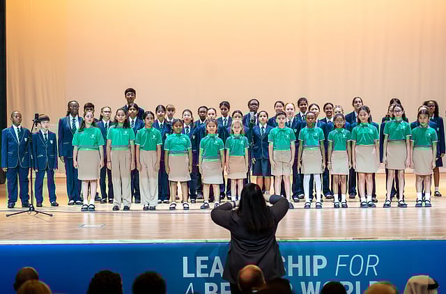 Students perform during the two-day summit in Abu Dhabi.
